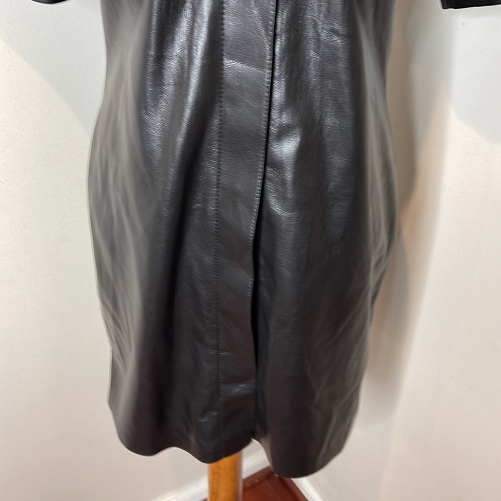 NANUSHKA “Berto” Vegan‎ Leather Collared Button-down Shirtdress in Black - Picture 12 of 15